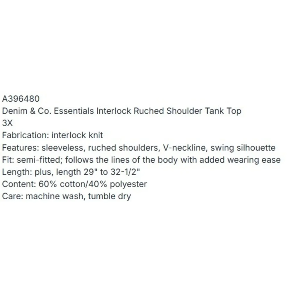 Denim & Co Womens 3X Essentials Interlock Tank Top Charcoal Gray Ruched A396480 - Picture 3 of 3